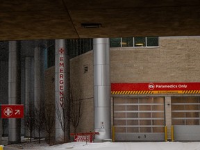 The emergency entrance at the Royal University Hospital in Saskatoon.
