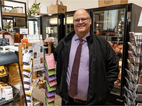 Dean Cadre, stands with a display of Terra Supra Skin Care products inside Little Market Box on 20th Street. Cadre, along with his sister Corinne Cadre and cousin Chad Lutz started the family business together, offering a line of all natural skin care products sourced from Saskatchewan.