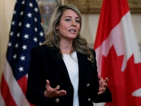 Canadian Foreign Minister Melanie Joly speaks during a meeting with U.S. Secretary of State Antony Blinken at the State Department in Washington, DC, November 12 , 2021.