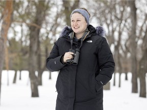 Sarah Ludlow, with Nature Conservancy of Canada, takes part in the 25th Annual Backyard Bird Count.