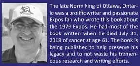 Norm King's book, 1979: The Expos' First Great Season was published posthumously in October 2021. Available on Amazon.ca and Amazon.com.