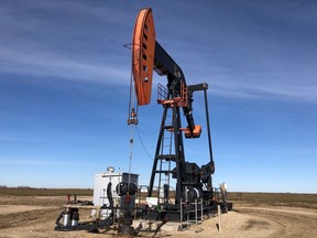 An oil rig is seen in Stoughton, Saskatchewan, Canada on October 20, 2019. (Saskatoon StarPhoenix).