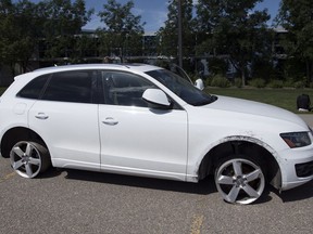 This file images shows a stolen vehicle on display during a June 2018 SGI news conference about people leaving keys in their vehicle, which end up stolen.