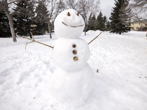 A snowman is seen in Regina on March 15, 2022. According to the Water Security Agency, runoff potential around Regina is near normal or above normal. However, much of the southwest part of the province has a well below normal runoff potential, according to a recent report.