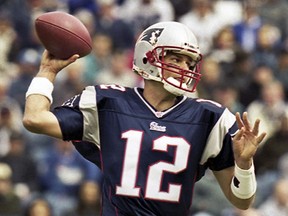 Tom Brady is shown on Sept. 30, 2001, during his first start with the New England Patriots.