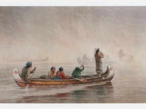 Ojibbawa Indians, Fog Bound, 1905 by Frederick Arthur Verner is on display as part of Canoe at Remai Modern until May 8.