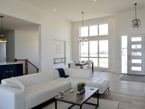 The entrance and main living area has 13 foot ceilings that add some grandeur.