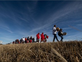 A group walks along Highway 16 toward Saskatoon to raise awareness about Missing and Murdered Indigenous Women, Girls and 2SLGBTQIA+ people. The cross-country journey was begun in Victoria, B.C. by Saskatchewan residents Lindsey Bishop and Krista Fox. Bishop's sister, Megan Gallagher, was last seen in Saskatoon in September 2020 while Fox's niece, Ashley Morin, was last seen in North Battleford in 2018.