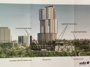 An artist rendering of a proposed 30-storey development in Nutana
