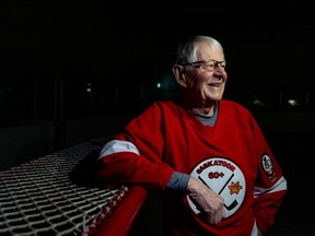 Don Reimer is being inducted to the Canadian 80-plus Oldtimers Hockey Hall of Fame this year. Photo taken in Saskatoon on Thursday, April 14, 2022.