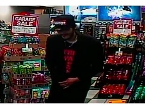 Leo Roy Daniels seen on surveillance video at the Ruth Street Circle K on Aug. 2, 2019, wearing a suit jacket with the word "Boss" written inside that he said he stole from a garage. (Court exhibit)