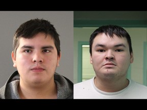 RCMP are searching for 25-year-old Vincent Roy (left) and 24-year-old Braydon Durocher, who face a number of charges after an incident in Beauval on April 25, 2022.