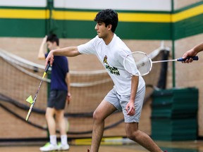 Aden Bowman Bears high school badminton players in action in 2022, with city championships set to begin on April 28 at Walter Murray Collegiate. Photo by Victor Pankratz.