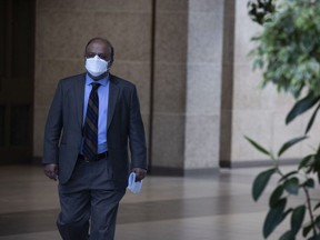 Saskatchewan's chief medical health officer Dr. Saqib Shahab attends a media scrum inside the TC Douglas Building on Thursday, April 7, 2022 in Regina. KAYLE NEIS / Regina Leader-Post
