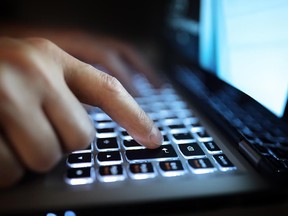 A laptop keyboard.