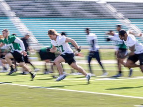 Day two of Saskatchewan Roughriders rookie training camp at Griffiths Stadium in Saskatoon, on May 12, 2022.