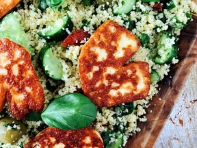 Pan-seared Halloumi cheese is the star of this quick and light summertime meal from Renée Kohlman's latest cookbook, Vegetables: A Love Story.
