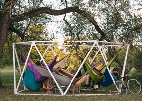 A new experience this season is hammock camping at Buffalo Pound Provincial Park. It's a unique way to spend the night and connect with nature under the stars. PHOTO: SASK PARKS