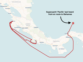 The 85-metre-long Pacific was last detected cruising at nearly full speed in the Caribbean Sea before it went dark a little after 9 p.m. local time on May 8, 2022.