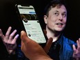 Photo illustration shows Elon Musk with his Twitter account in the foreground. Musk now says the deal can't go ahead unless Twitter can prove bots make up fewer than 5 per cent of its users.