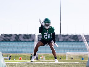 Defensive back Blace Brown, shown here during training camp, was among the 21 players released by the Saskatchewan Roughriders on Sunday.