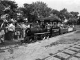 A photo of the train at Kinsmen Park on opening day, from June 16, 1975.
