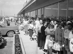 A photo of opening day at Saskatoon’s new Loblaws grocery store at Grosvenor Park Mall, from June 23, 1960.
