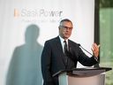 Don Morgan, the minister responsible for SaskPower, speaks at a media announcement regarding SaskPower's small modular reactor (SMR) project.
