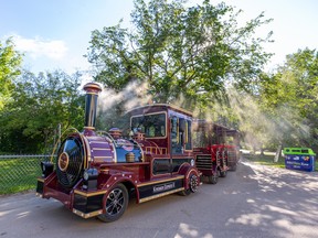 The Kinsmen Express II is ready to roll at the Saskatoon Forestry Farm Park & Zoo. The new train, sponsored by the Kinsmen Club of Saskatoon, is electric and doesn't run on tracks.