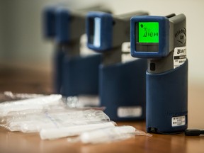 Approved screening devices for alcohol, commonly referred to as a breathalyzers, were on display at a demonstration on the tools the Saskatoon Police Service is using to combat impaired driving. Photo taken in Saskatoon, SK on Monday, December 9, 2019.