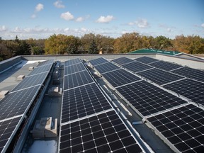 A solar array has been installed to provide a building with electricity in Regina, Sask. in this October 2019 photo. BRANDON HARDER/ Regina Leader-Post