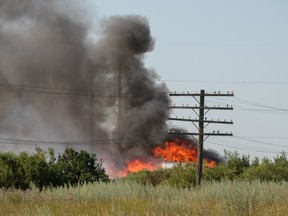 Multiple fires along the train tracks in the North Industrial area of Saskatoon kept Saskatoon Fire Department busy on July 15, 2022.