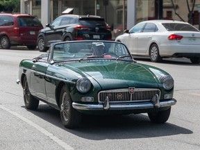 Saskatchewan British Car Club vice-president Terry Yuzik drives his 1964 MGB.