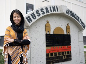 Maryam Masoomi stands outside the Hussaini Association mosque where she attended her first Eid al-Adha in Saskatoon. Photo taken July 13, 2022.