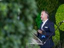 Nutrien president and CEO Ken Seitz speaks at the grand opening of Nutrien Tower in Saskatoon on June 30, 2022.
