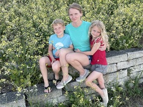 Ceilidh Fear poses with her children Preston and Tenley in this undated handout photo. Fear is typically a bargain shopper. But the mom of two is planning to splurge a little on a back-to-school shopping trip for her kids.