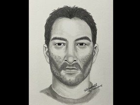 A Saskatchewan RCMP sketch artist has created a composite sketch of the suspect in a reported sexual assault that took place in La Ronge on June 25, 2022. The suspect is described as being in his 40s or 50s and tall with a slim build. He has brown eyes and brown, possibly greying, hair that is receding. He is described as having a beard and sunken cheeks, possibly caused by acne scarring.