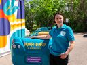 Claire Miller (pictured) and Zoe Arnold started Punch Buggy Express in June 2022, a 10-children pedal bus, that operates along the Meewasin Trail in Downtown Saskatoon. Children, along with accompanying parents can enjoy interpretive stops and a fun outdoor environment.