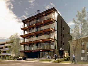 With an eye towards sustainability, Two Twelve, a riverfront luxury condo, will be the first multi-unit residential building constructed using mass timber in the province.