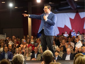 Pierre Poilievre, candidate for the Conservative Party leadership, greets supporters who came to his rally at Prairieland Park. Photo taken in Saskatoon, Sask. on Tuesday May 31, 2022.