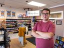 Dakota McLeod, 19, is proud to celebrate the art and heritage of his Métis culture at his bead shop, which sells beading supplies, craft kits, skins and furs, and groceries sourced from Saskatchewan Métis traders.  Photo was taken on Thursday September 1st, 2022 in Saskatoon, SK.