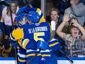 Saskatoon Blades, shown here in a file photo from Sept. 24, 2022, have a 5-2 record as they head into a weeklong break. They'll return to action on Oct. 16 when they host the Calgary Hitmen at 4 p.m. at SaskTel Centre.