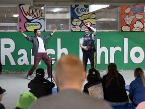 Ranch Ehrlo's Corman Park campus celebrated its 15th anniversary on Sept. 14, 2022. Saskatoon magician Curtis Strauss (left) performed for the crowd, with a little help from community Constable Jay Slack.