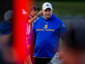 Saskatoon Hilltops head coach Tom Sargeant, shown here in this file photo as his team takes on the Regina Thunder in CJFL action at SMF Field in Saskatoon on Saturday, September 7, 2019.