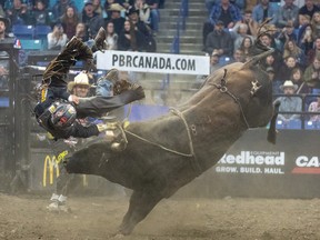 The PBR's Saskatoon Classic was held at SaskTel Centre this weekend.. Lonnie West, Dakota Buttar and Silvano Alves took the top three spots. Photo by Victor Pankratz.