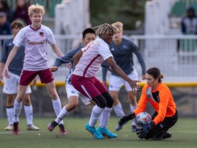 Saskatoon high school boys soccer action from September 12, 2022. Photo taken by Victor Pankratz.