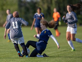 Saskatoon high school girls soccer action from September 14, 2022. Photo taken by Victor Pankratz.