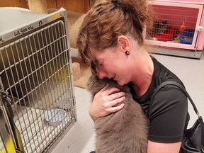 Walter White and his owner Nikky are reunited at the Saskatoon SPCA after the cat went missing three-and-a-hald years ago. (Facebook: Saskatoon SPCA)