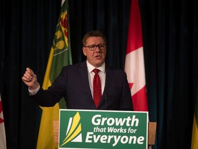 remier Scott Moe speaks at a press conference in the Saskatchewan Legislative Building giving details on the governments Throne Speech on Wednesday.