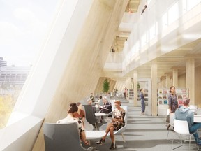 This artist's rendering shows what the interior of the new central library in downtown Saskatoon, Saskatchewan, will look like. (Saskatoon Public Library)